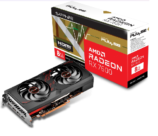 SAPPHIRE PULSE AMD RADEON" RX 7600 GAMING OC 8GB GDDR6 neuf Carte graphique